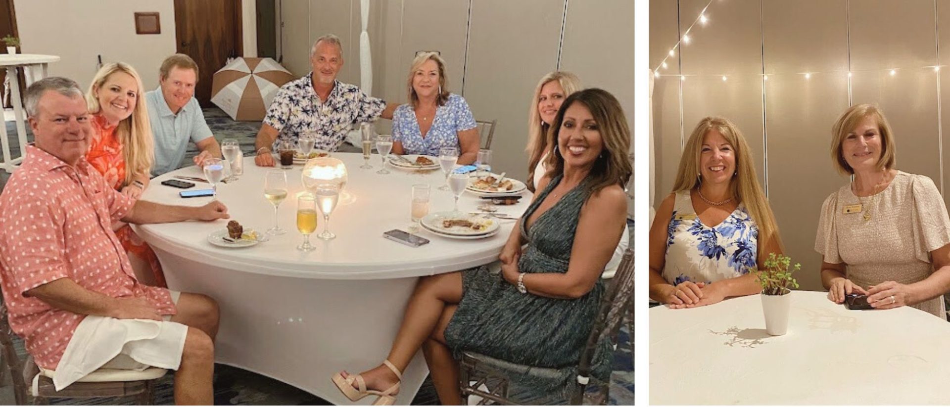 A group of people posing for a picture at a table.